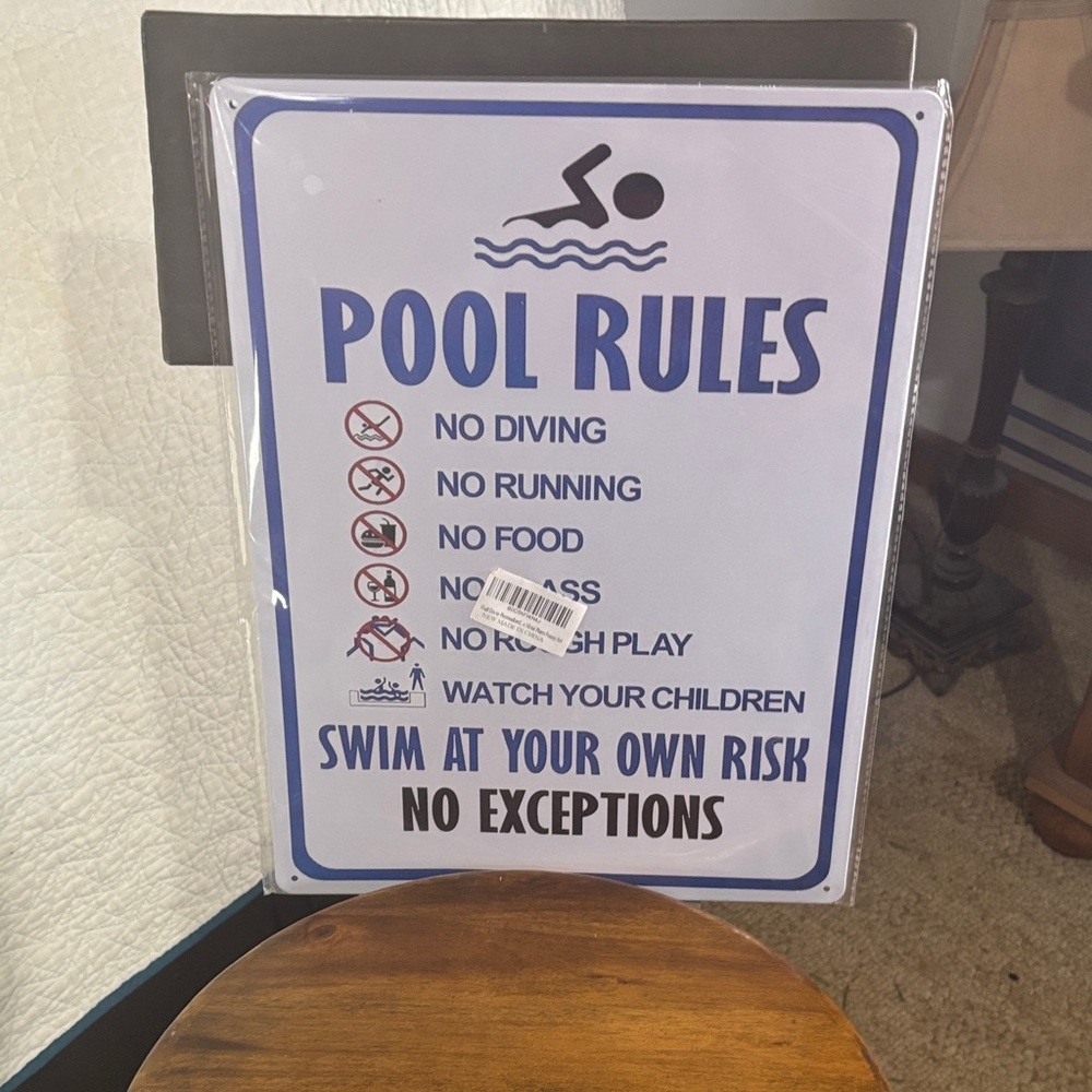Metal sign. Pool Rules